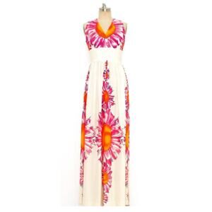 Vintage Neon Floral Jersey Dress